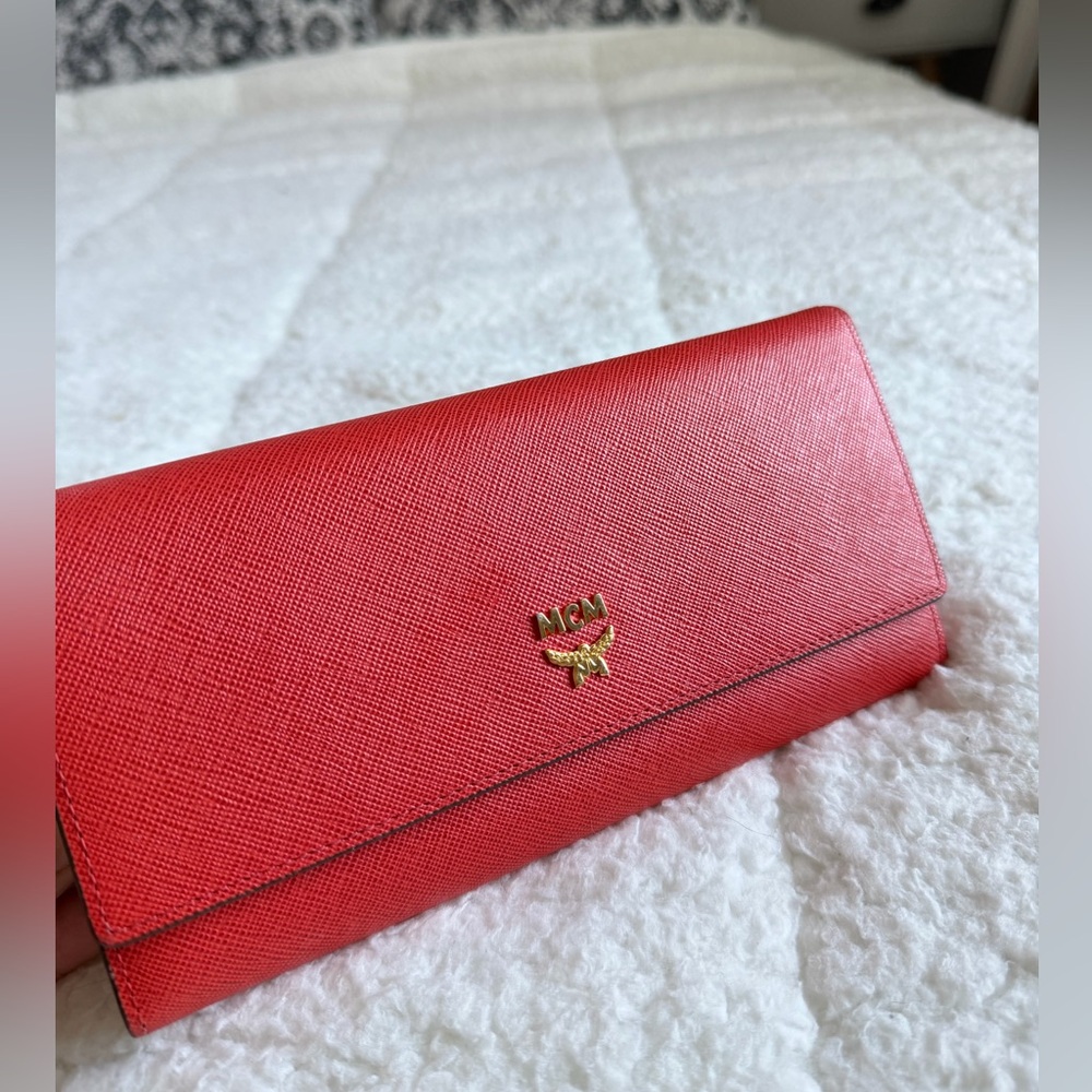 MCM Red/Red Orange Elda Wallet - Picture 4 of 7
